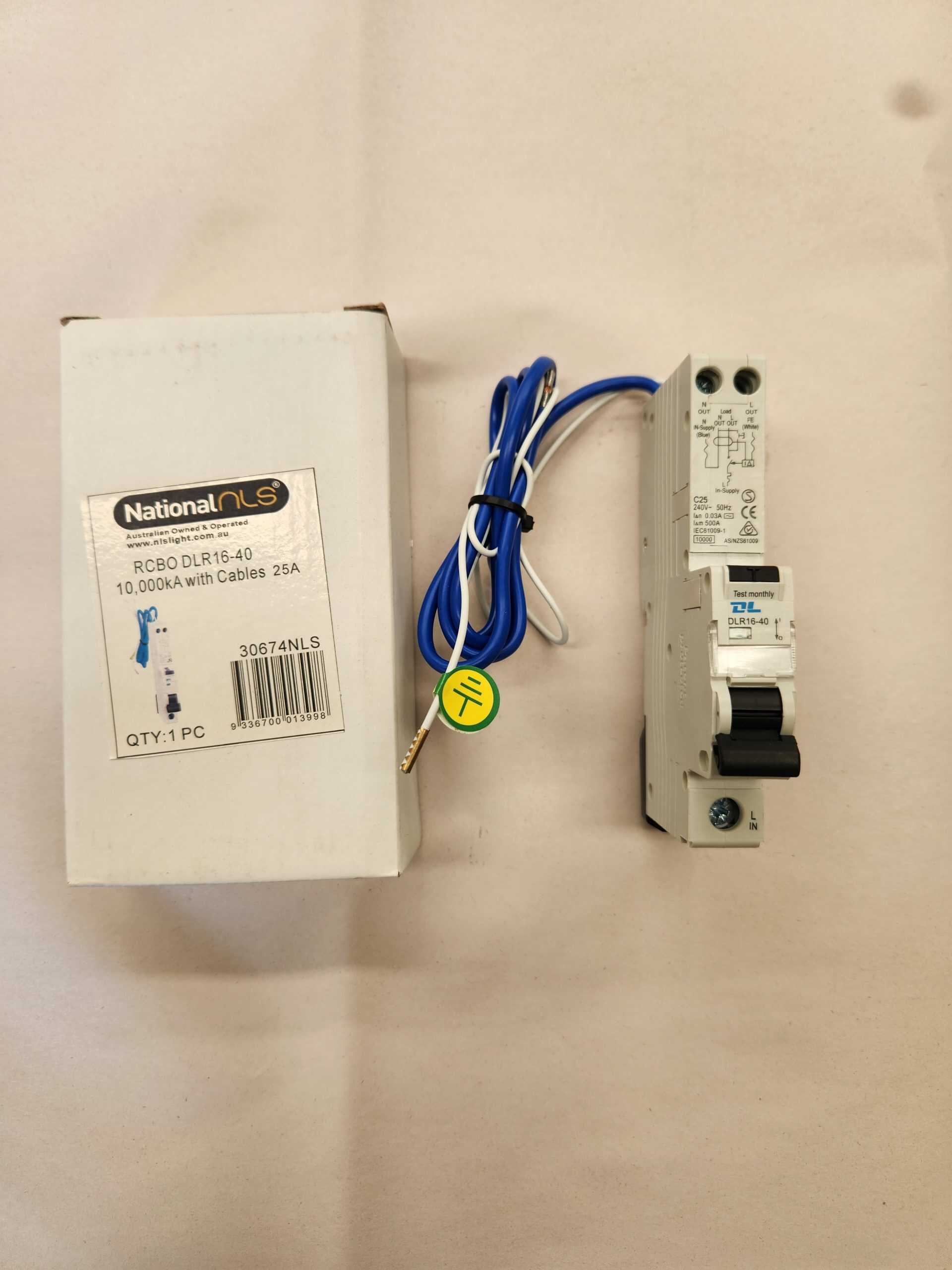30674NLS RCBO DLR 16-40 10,000KA With Cables 25A