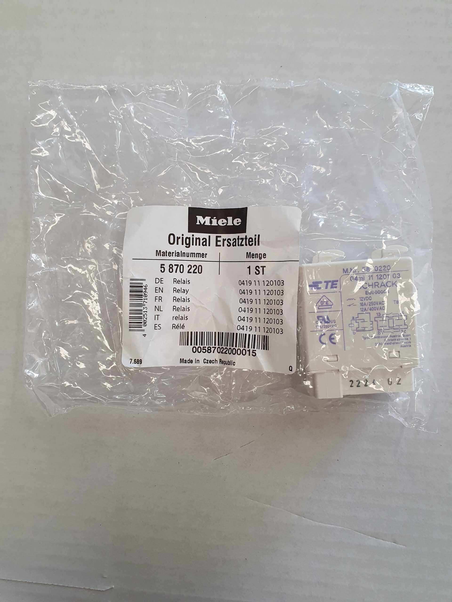 05870220 Genuine Miele Heater Relay