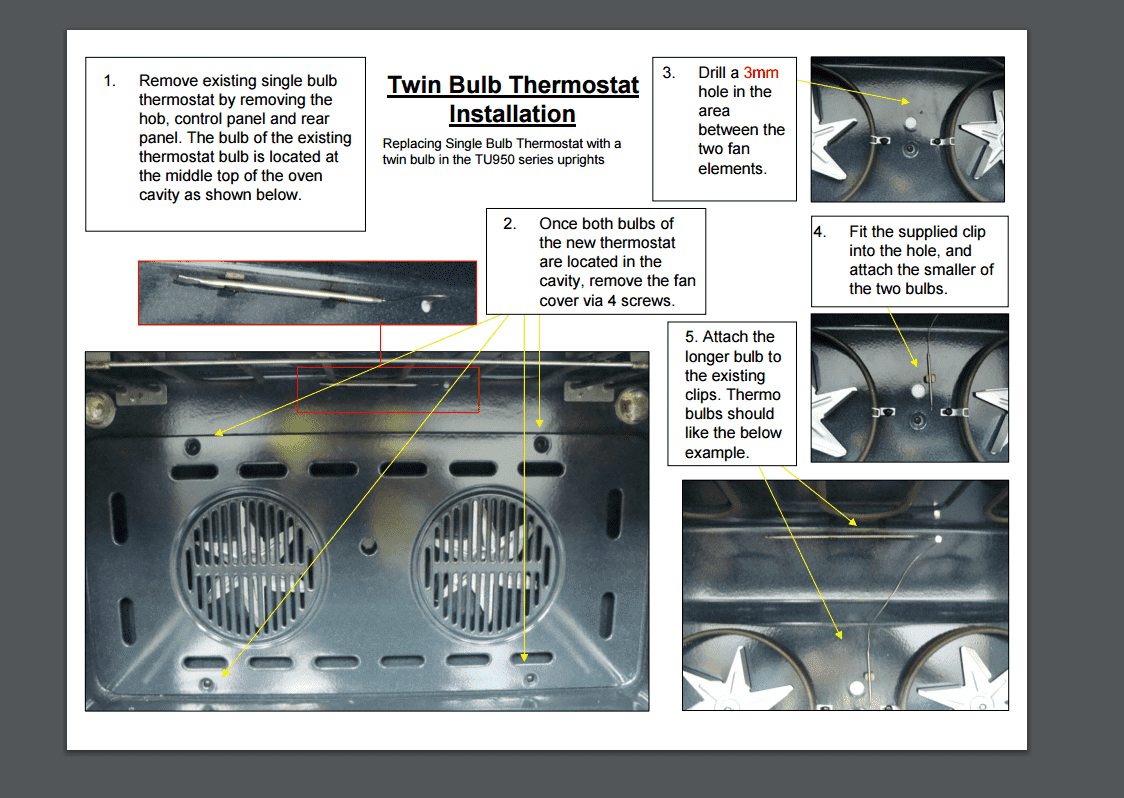 55.19 Technika Oven thermostat 320°C Twin Capilliary