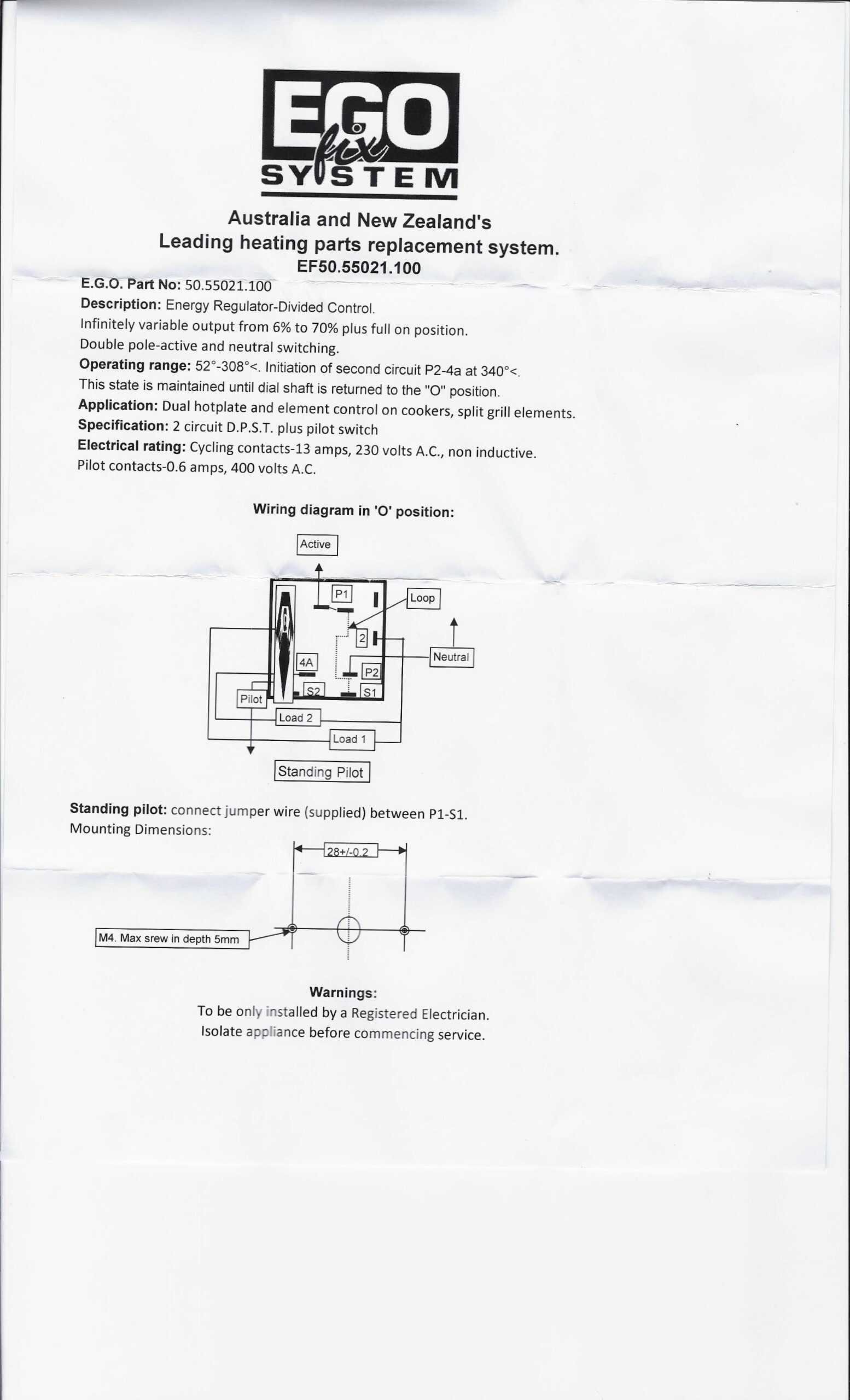 50.55021.100 Dual Energy Regulator EGO - Image 2