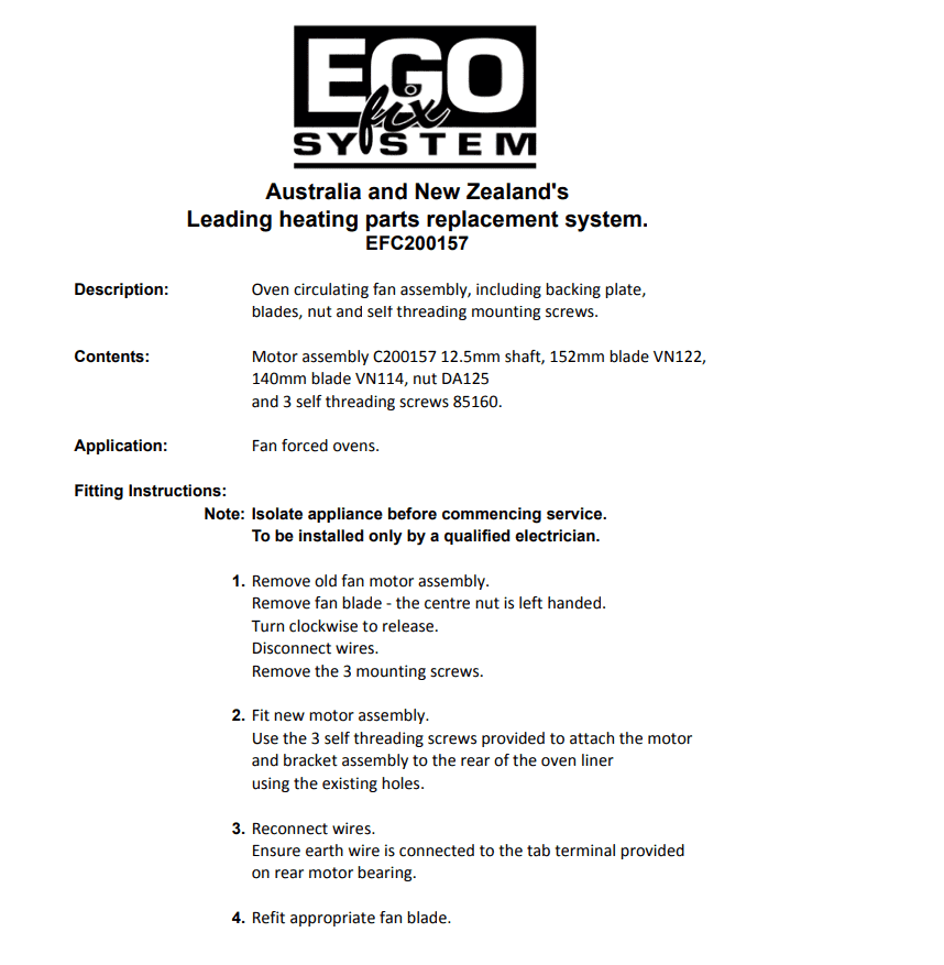 9683 Universal Oven Fan Kit EGO EFC200157 - Image 6