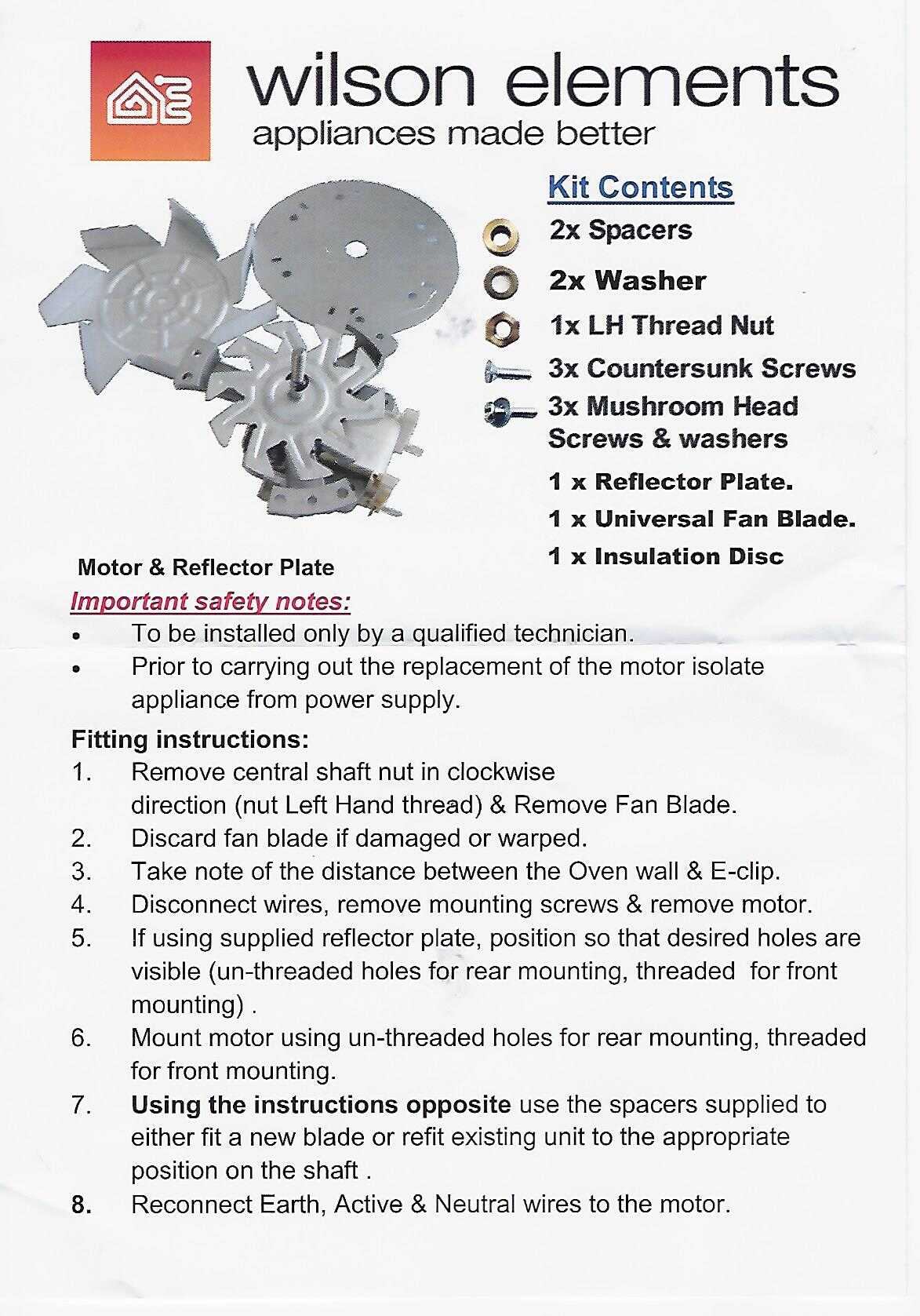 OFM-01 Oven Fan Motor Kit - Image 3