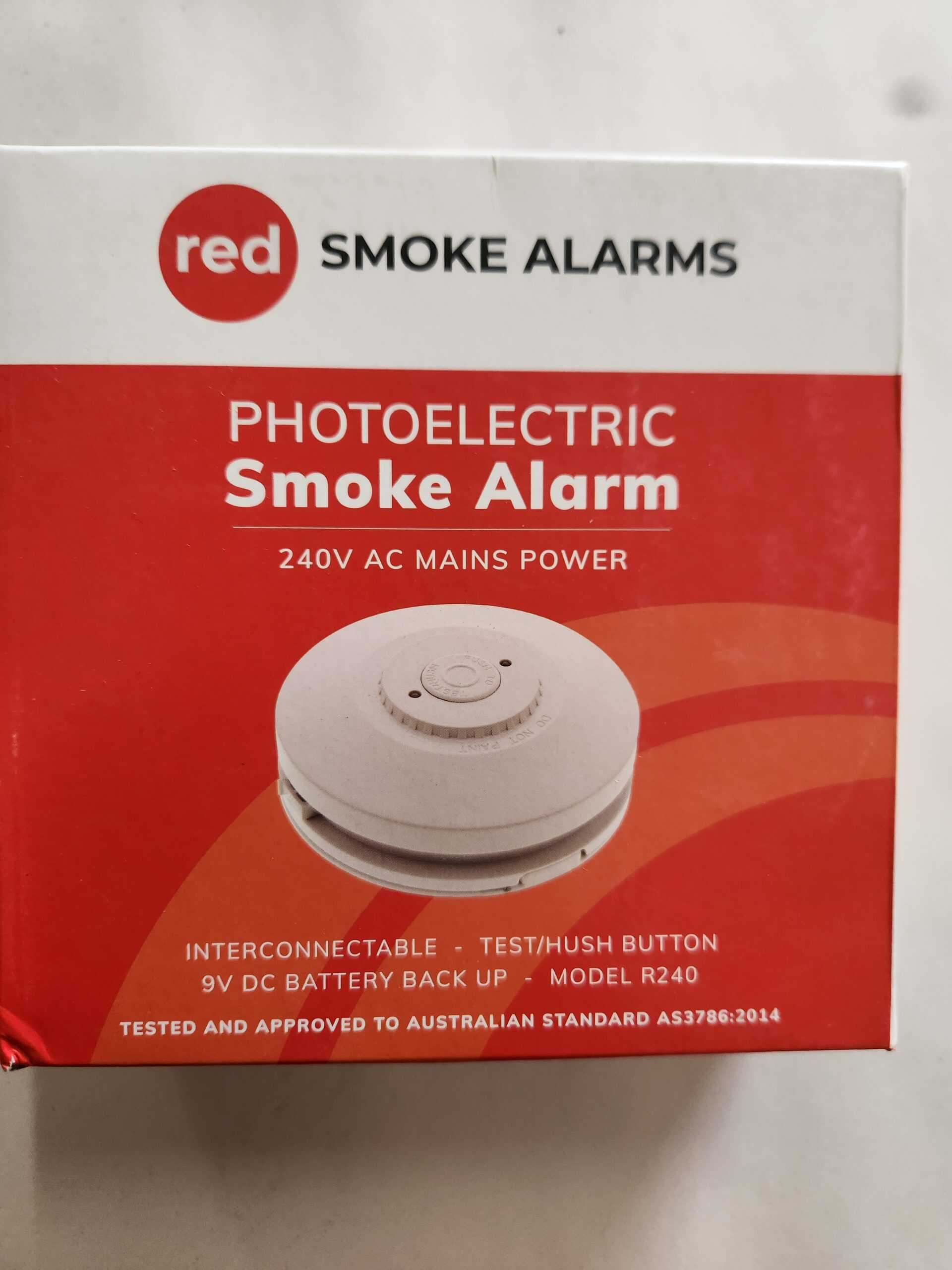 Red Smoke Alarms 240 Volt Surface Mounted Photoelectric Wired Interconnect Smoke Alarm With 9 Volt Battery Backup - Image 2