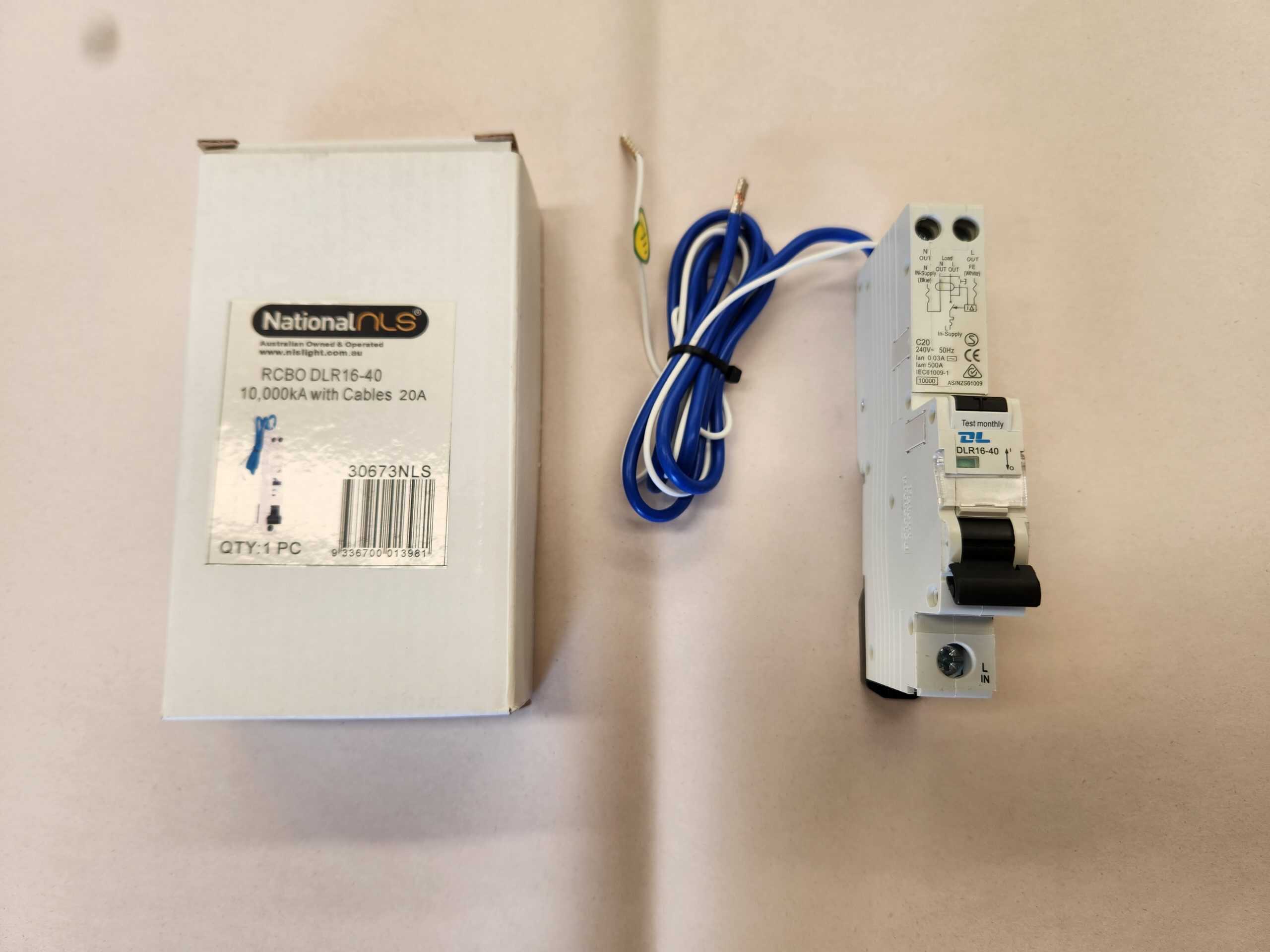30673NLS RCBO DLR16-40 10,000KA with Cables 20A