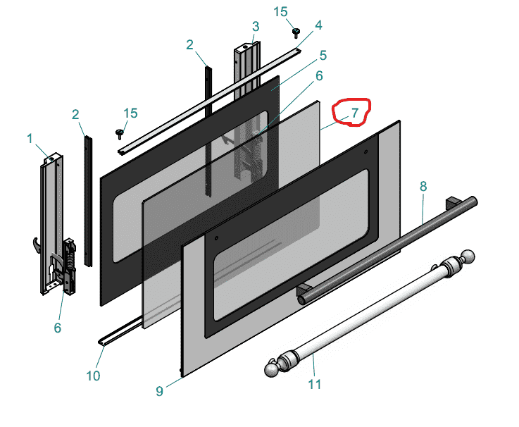A/504/86/85 Ilve Door Middle Glass
